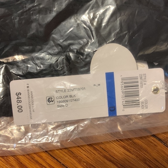 NWT Anne Cole Live in Color Triangular Bikini top size D black gold plus size - Picture 6 of 6